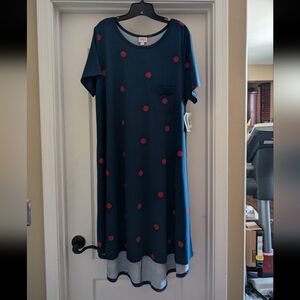 Stylish Polka Dot Dress - Blue and Red LuLaRoe Carly Size 3XL